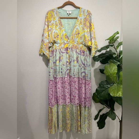 Hemant & Nandita Layla Tiered Floral Maxi Dress Large - Picture 4 of 12